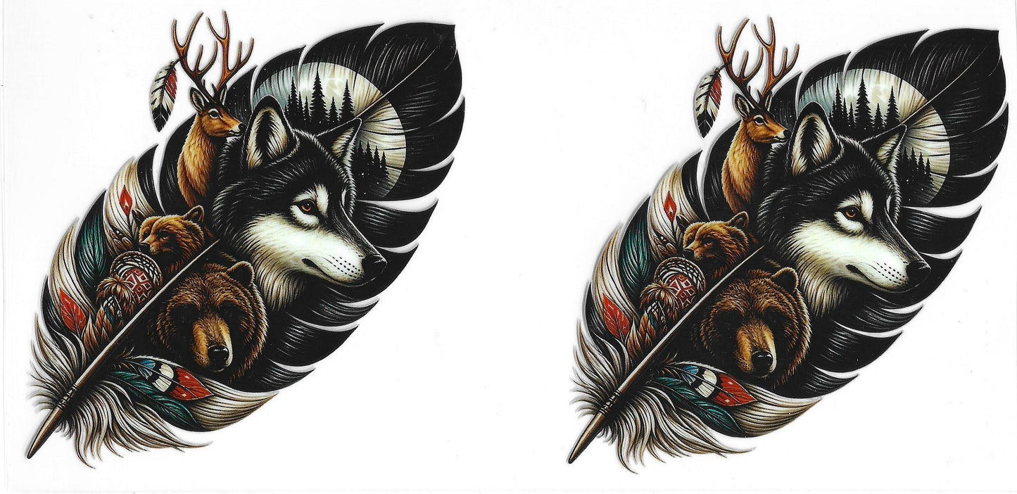131 - Feather with wild animals