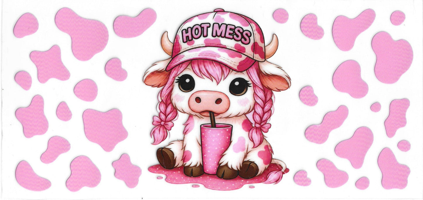 Hot Mess Highland Cow 114 UVDTF 16oz Cup Wrap