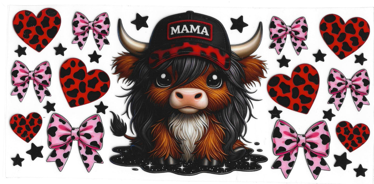 443 - Mama Highland Cow UV-DTF 16oz Cup Wrap