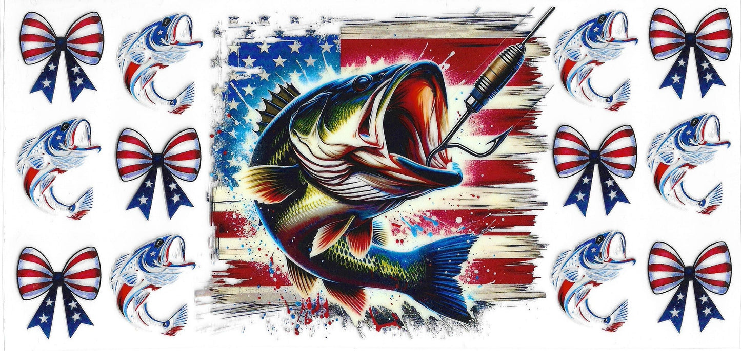 433 - Patriotic Fish UV-DTF 16oz Cup