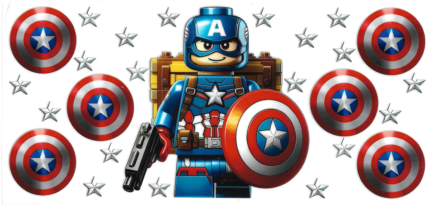 331 - Lego Captain American UV-DTF 16oz Cup Wrap