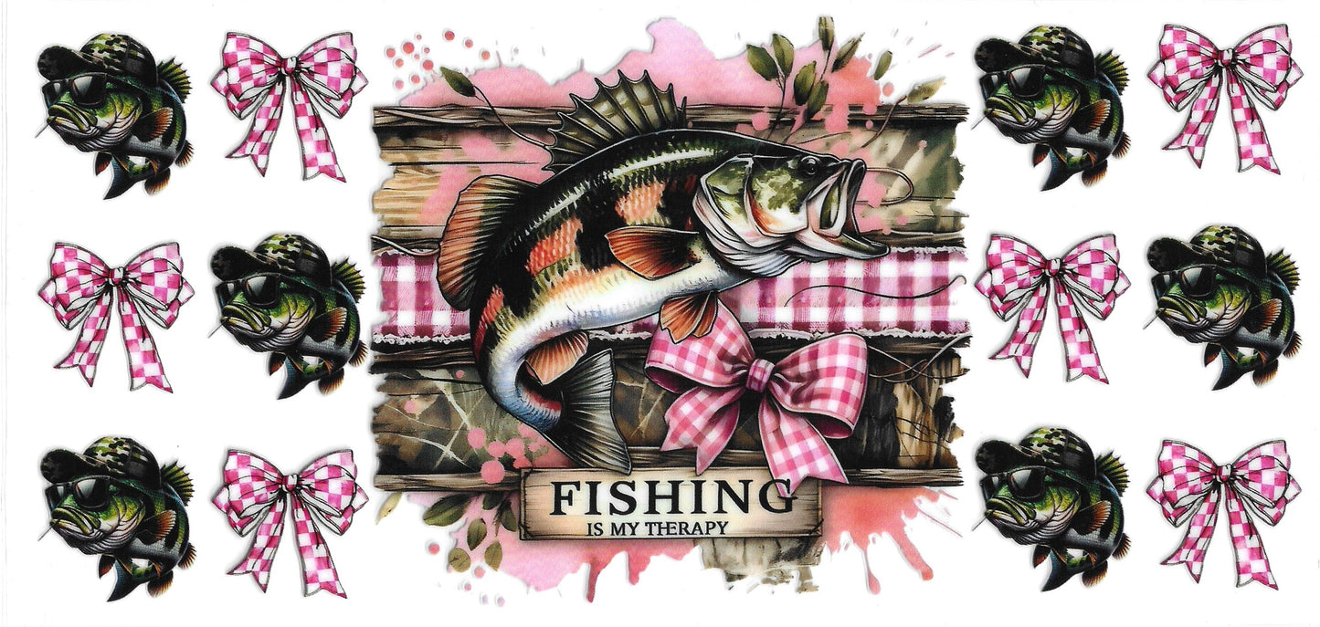 312 - Fishing is my therapy UV-DTF 16oz Cup Wrap