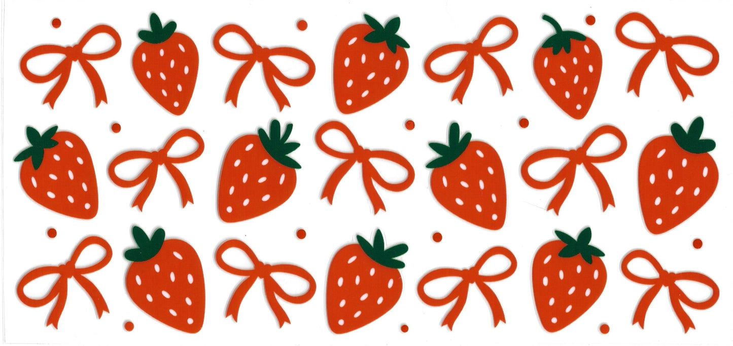 253 - Strawberries UV-DTF 16oz Cup Wrap