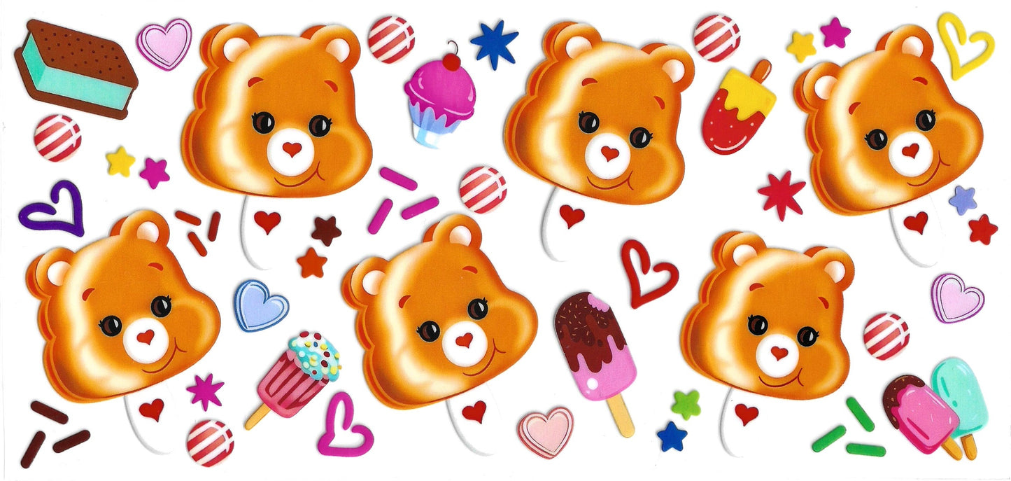 239 - Care Bear ice cream UV-DTF 16oz Cup Wrap
