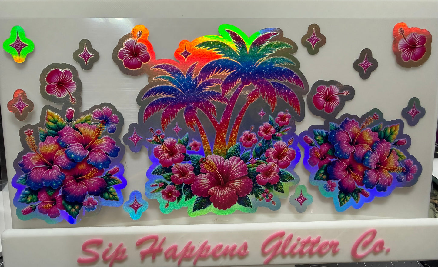 Palm trees 4274 - Holographic - Uvdtf 16oz cup wrap