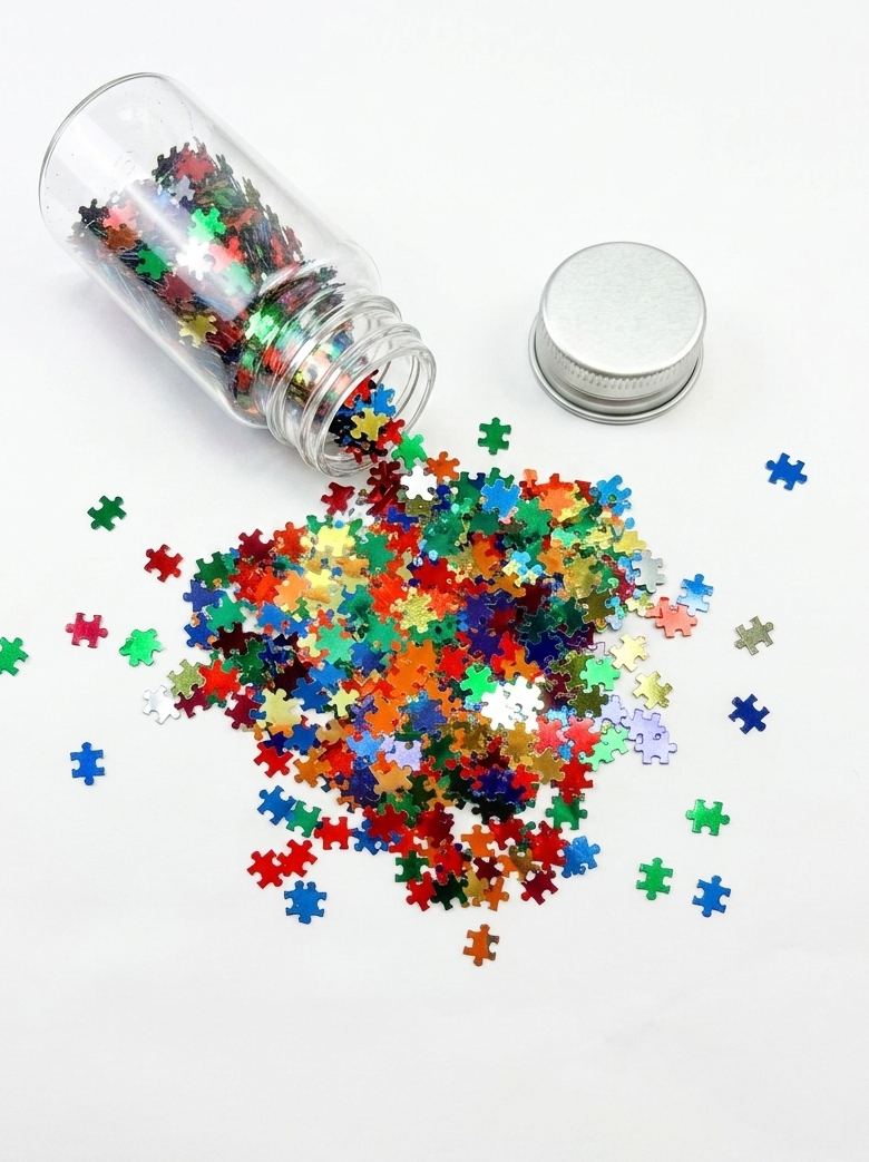 Autism Puzzle Shape Glitter