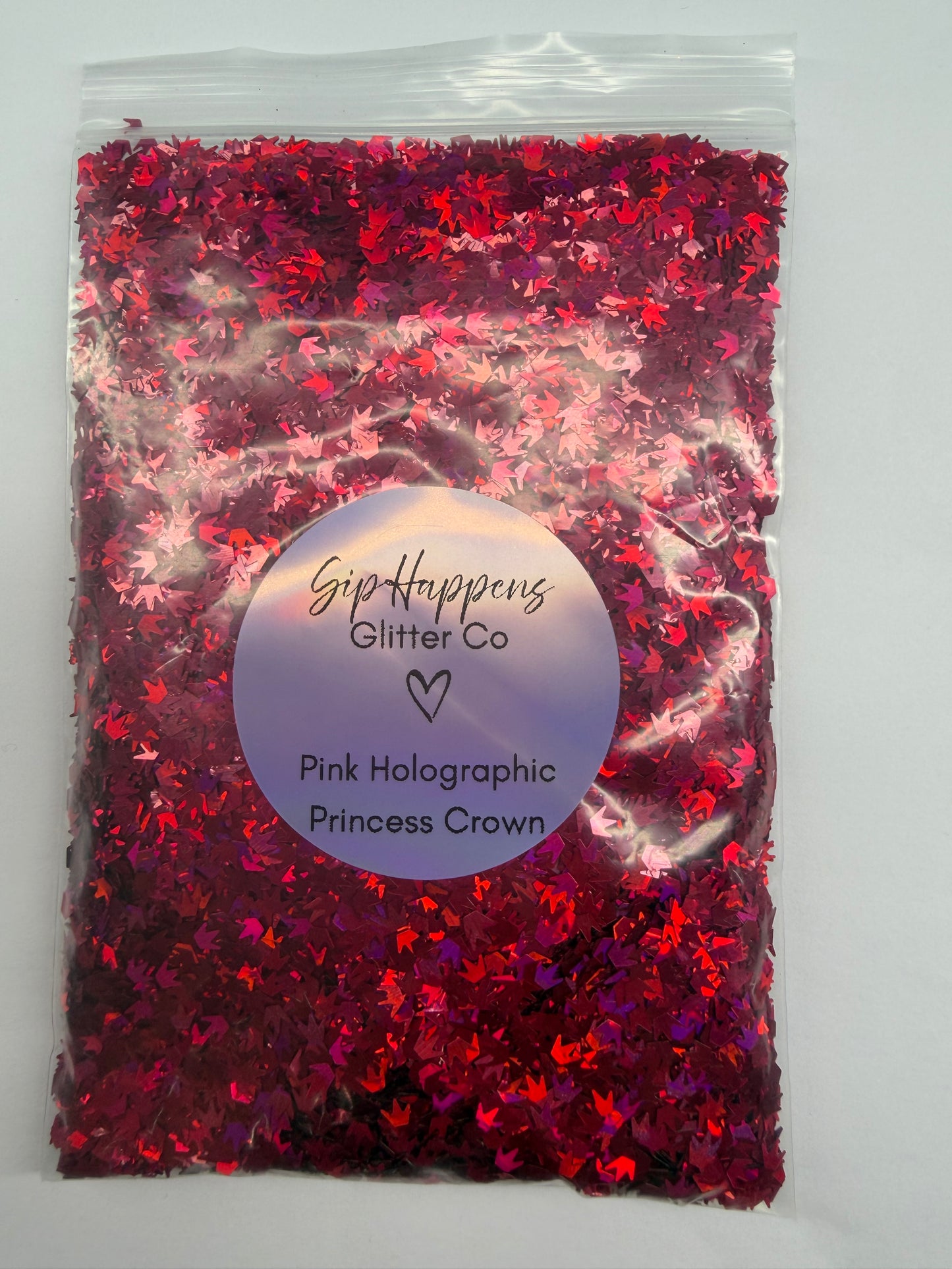 Pink Holographic Princess Crown Shape Glitter