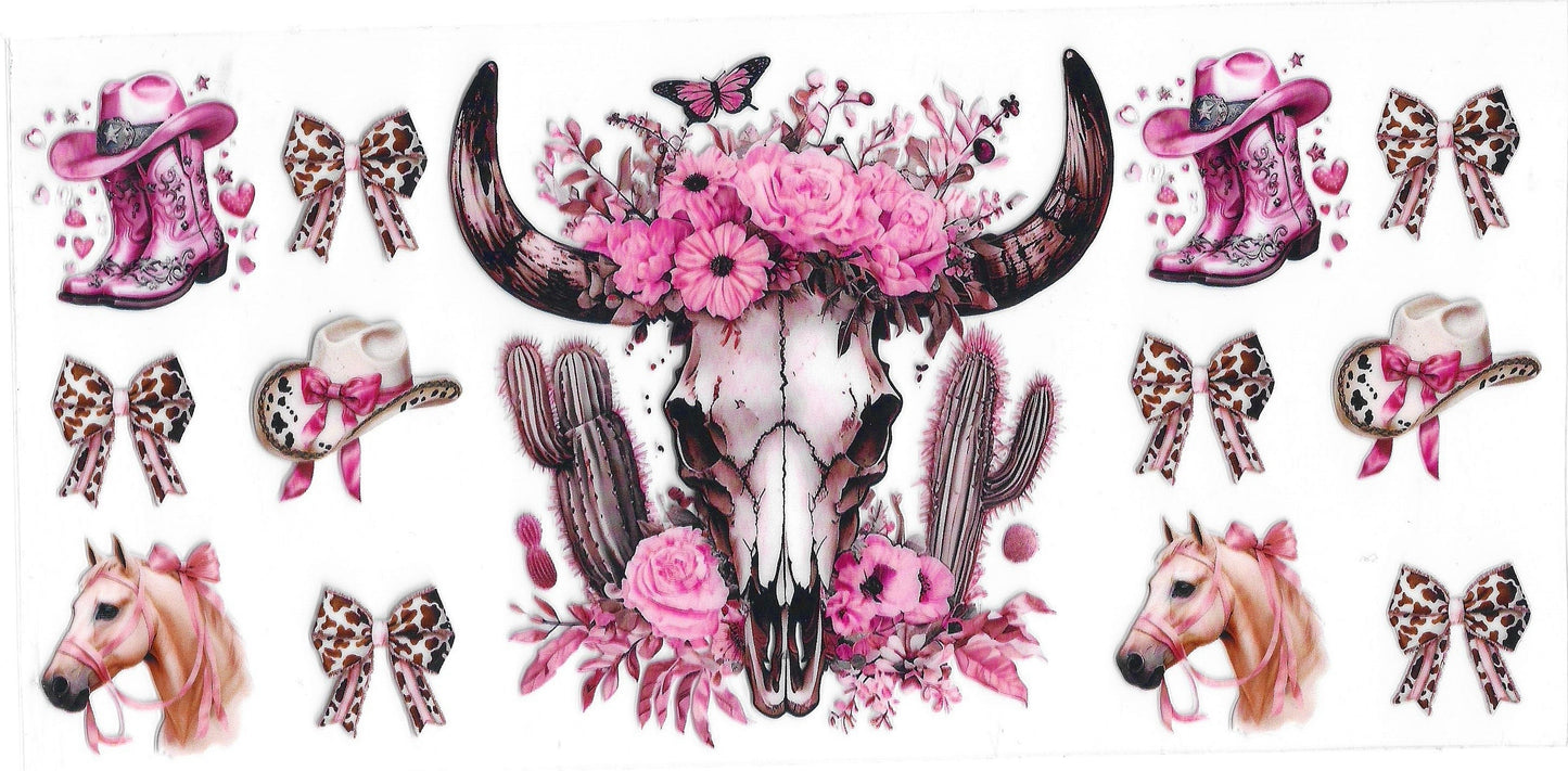 587 - Western Bull Skull UV-DTF 16oz Cup Wrap