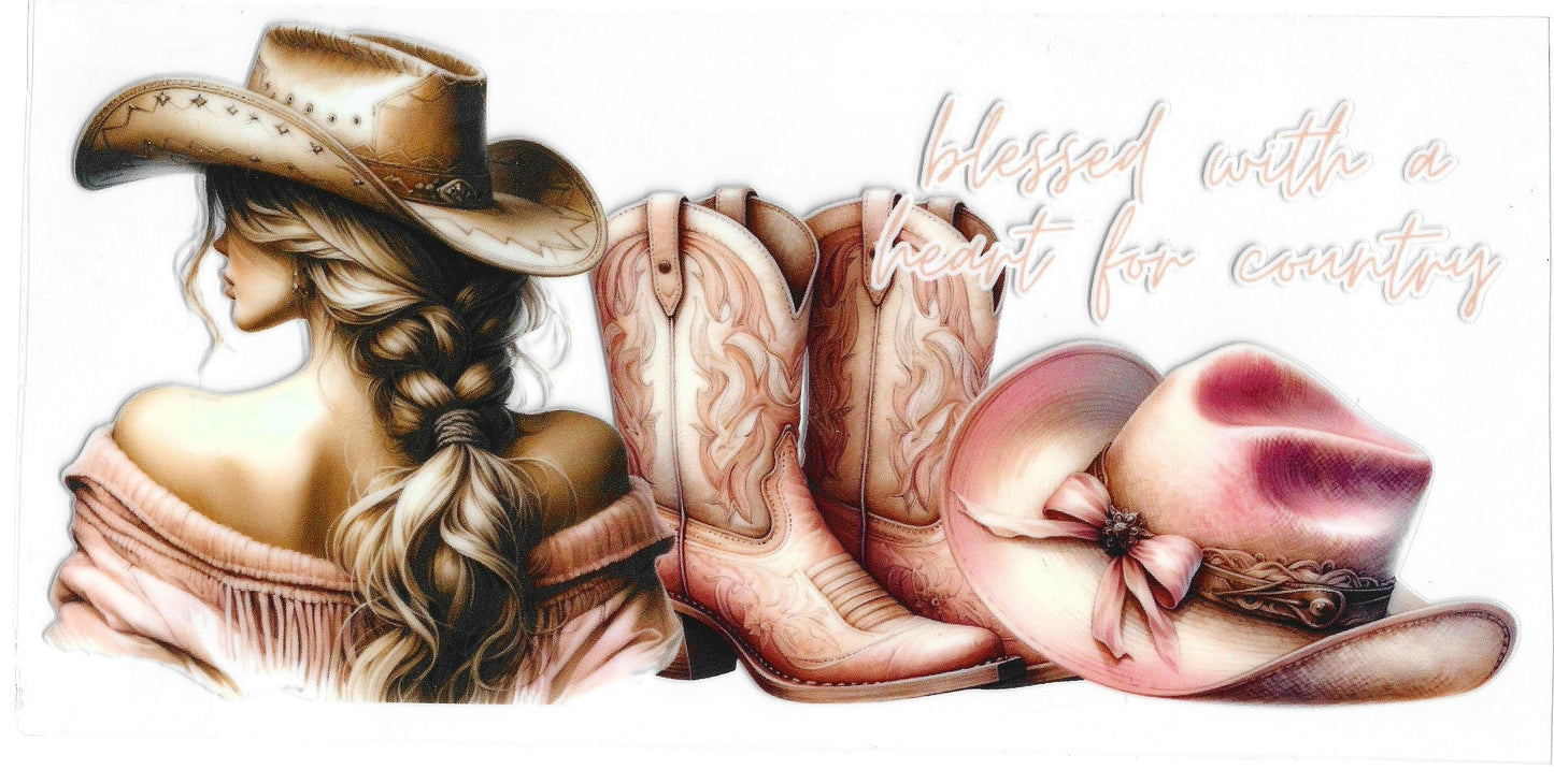 552 - Blessed For A Heart For Country UV-DTF 16oz Cup Wrap
