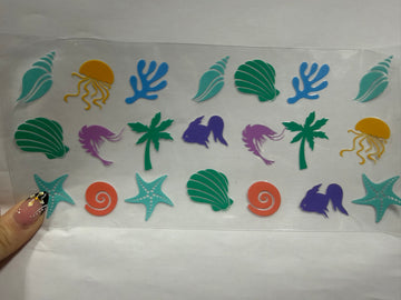 3412 - Seashell pattern UV-DTF 16oz Cup Wrap