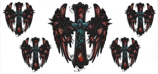 89-  Cross with wings UV-DTF 16oz Cup Wrap