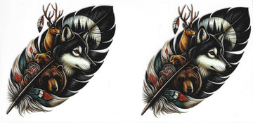 131 - Feather with wild animals UV-DTF 16oz Cup Wrap