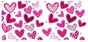 169 - Pink hearts UV-DTF 16oz Cup Wrap