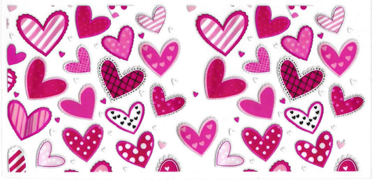 169 - Pink hearts UV-DTF 16oz Cup Wrap