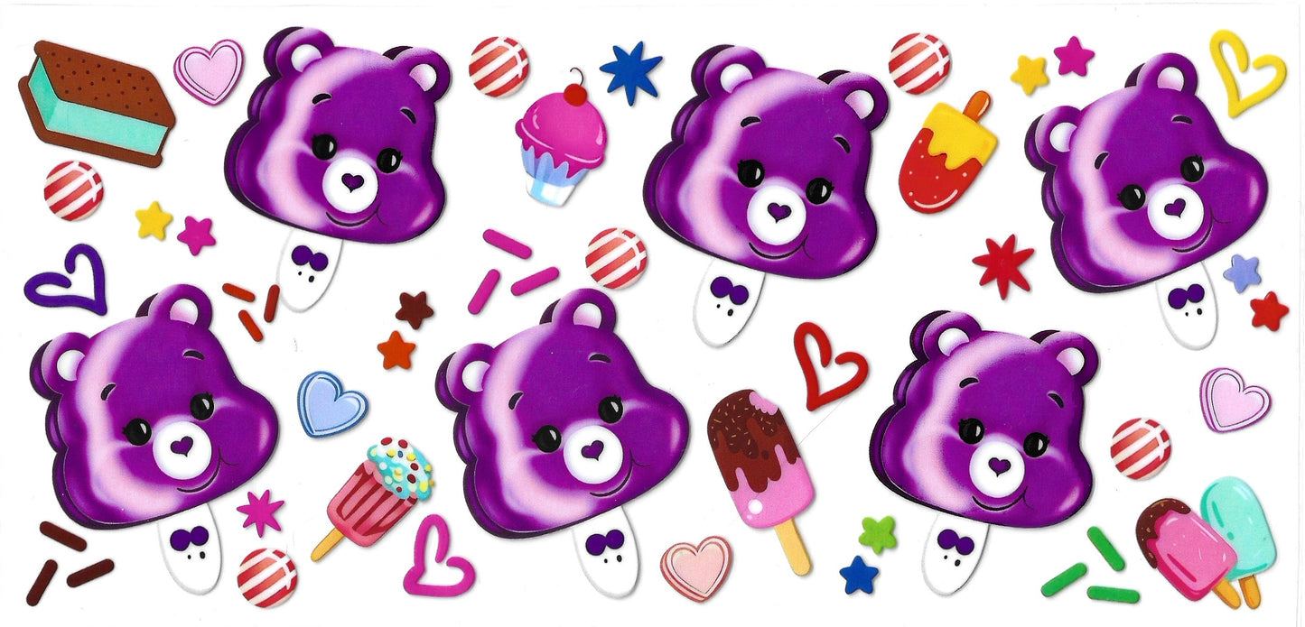 Purple Care Bear 4281  UVDTF 16oz Cup Wrap