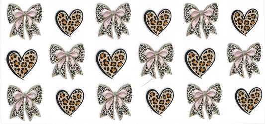 07 - Leopard hearts & bows UV-DTF 16oz Cup Wrap