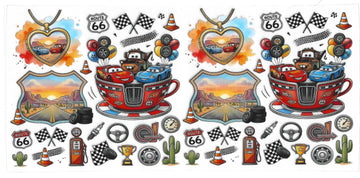 56 - Cars UV-DTF 16oz Cup Wrap
