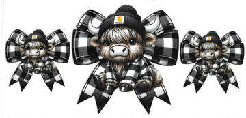 432 - Plaid Bow Highland Cow UV-DTF 16oz Cup