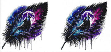374 - Feather Wolf  UV-DTF 16oz Cup Wrap