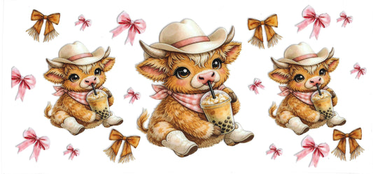 361 - Western Highland Cow  UV-DTF 16oz Cup Wrap