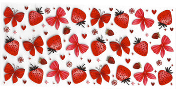 861 - Strawberry & Bows UV-DTF 16oz Cup Wrap