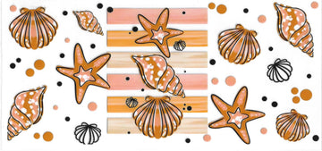 1099 - Seashells UV-DTF 16oz Cup Wrap