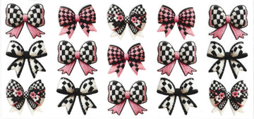 1100 - Checkered bows UV-DTF 16oz Cup Wrap
