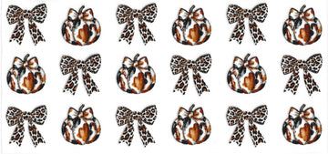 1119 - Cow print bows & pumpkins UV-DTF 16oz Cup Wrap