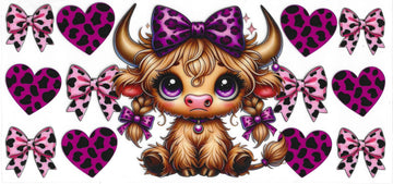 1136 - Cow print highland cow UV-DTF 16oz Cup Wrap
