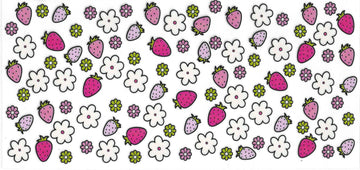 1146 - Strawberries & flowers UV-DTF 16oz Cup Wrap