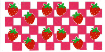 1149 - Checkered strawberries UV-DTF 16oz Cup Wrap
