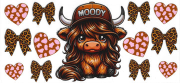 1154 - Moody highland cow UV-DTF 16oz Cup Wrap
