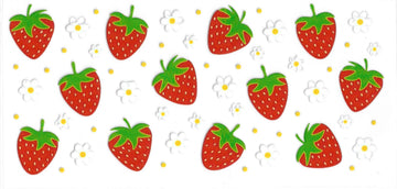 1178 - Strawberry & flowers UV-DTF 16oz Cup Wrap
