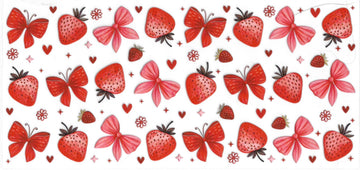 1212 Strawberry bows UV-DTF 16oz Cup Wrap