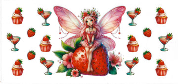1236 - Strawberry fairy UV-DTF 16oz Cup Wrap