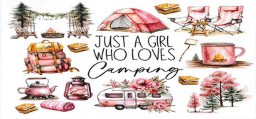 1006 - Just a girl who loves camping UV-DTF 16oz Cup Wrap