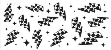 1017 - Checkered lightening bolt UV-DTF 16oz Cup Wrap