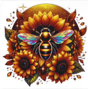 D129 - Sunflower bee UV-DTF Decal