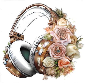 D197 - Floral Headphones UV-DTF Decal
