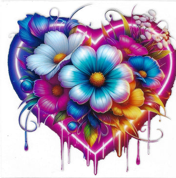 D17 - Heart with flowers UV-DTF Decal