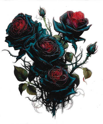 D208 - Black & red roses UV-DTF Decal