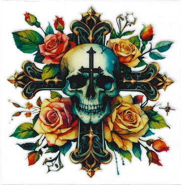D227 - Skull with cross UV-DTF Decal