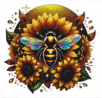 D05 - Sunflower with honey bee UV-DTF Decal