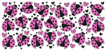 1261 - Pink lady bugs UV-DTF 16oz Cup Wrap