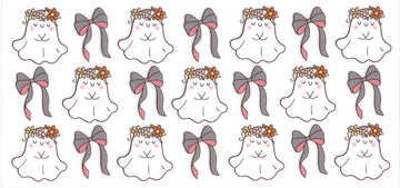 1243 - Cute ghost and bows UV-DTF 16oz Cup Wrap