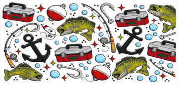 1268 - Fishing Elements UV-DTF 16oz Cup Wrap