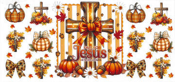 1271 - Fall for Jesus he never leaves UV-DTF 16oz Cup Wrap