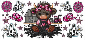 1305 - Western Highland cow UV-DTF 16oz Cup Wrap