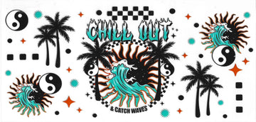 1313 - Chill out & catch waves UV-DTF 16oz Cup Wrap