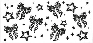 1322 - Checkered bows & stars UV-DTF 16oz Cup Wrap
